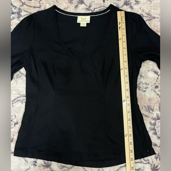 Maeve Anthropologie Becca Linen Blend Square Neck Puff Sleeve Blouse - Picture 8 of 11